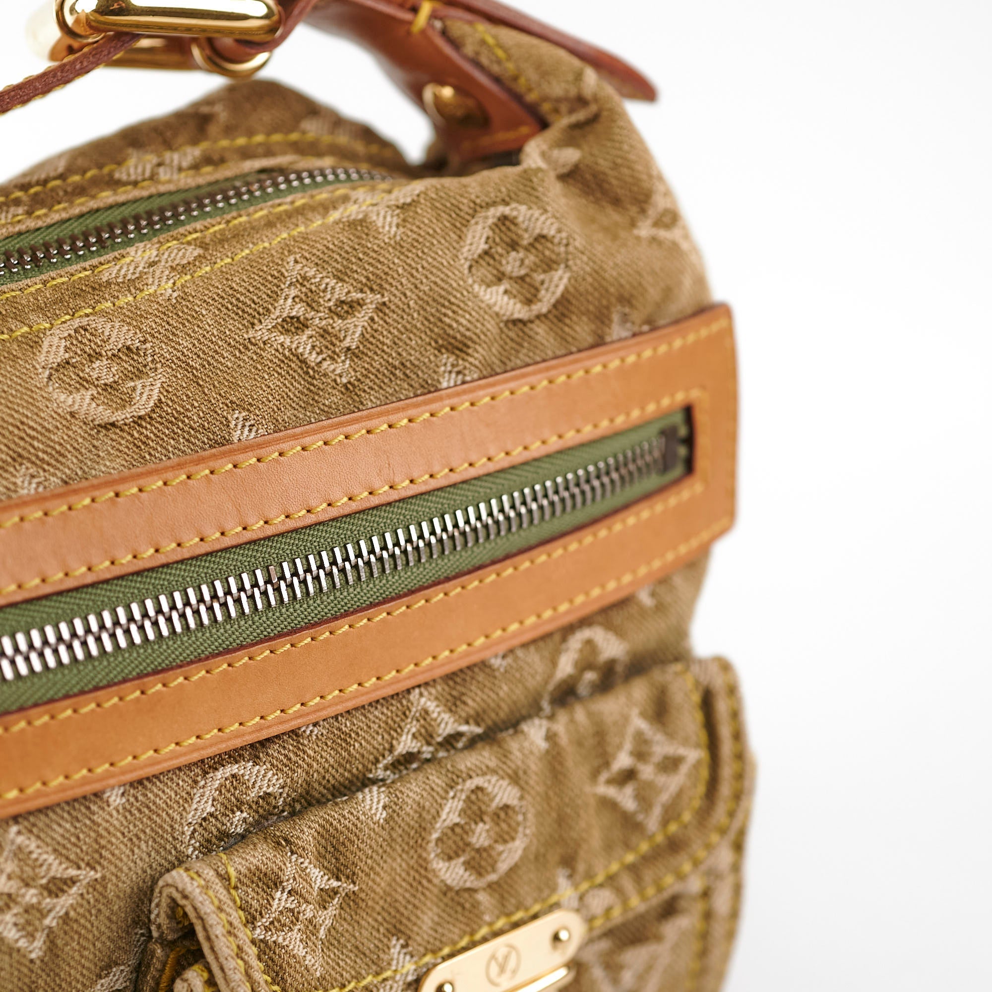 Louis Vuitton Khaki Denim Shoulder Bag