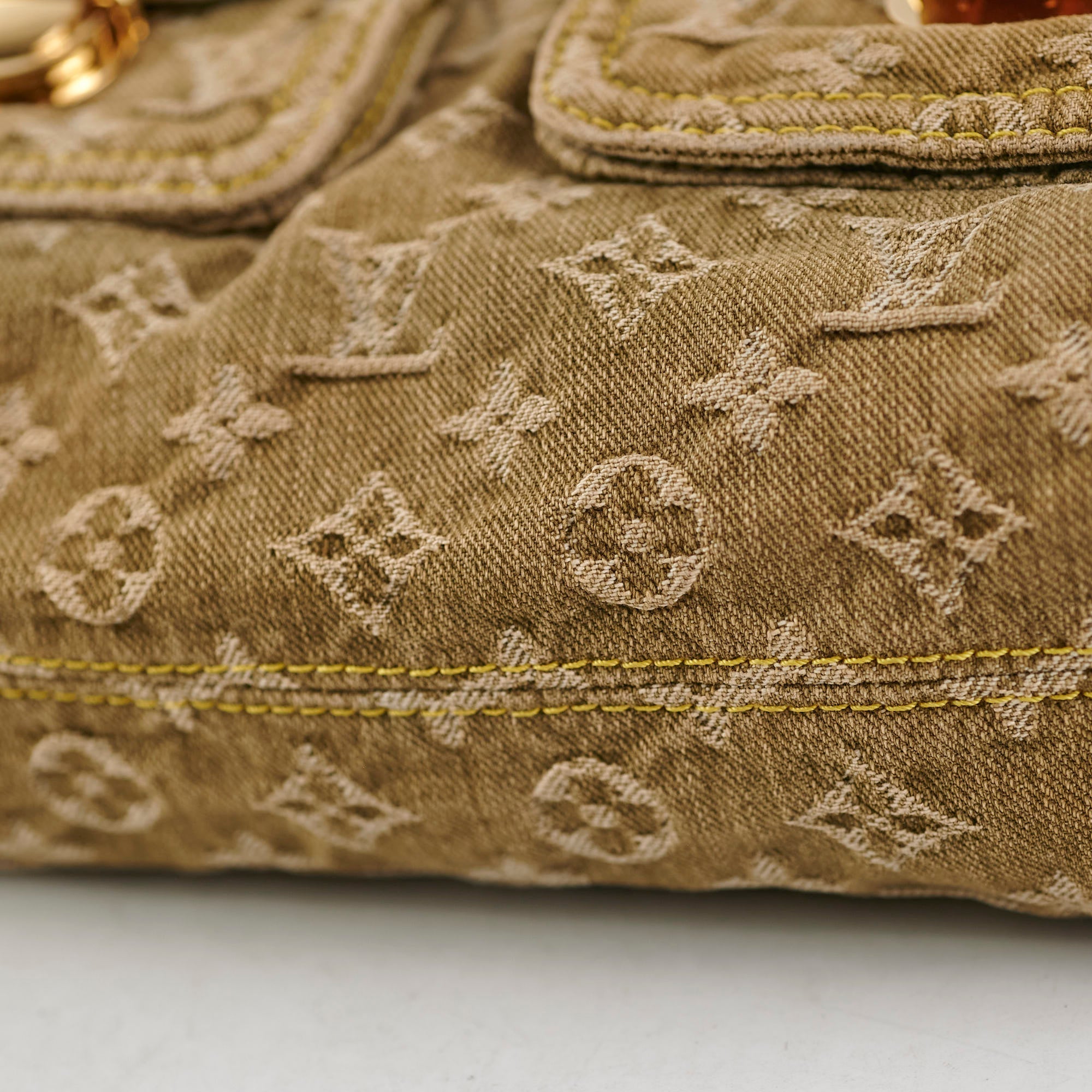 Louis Vuitton Khaki Denim Shoulder Bag
