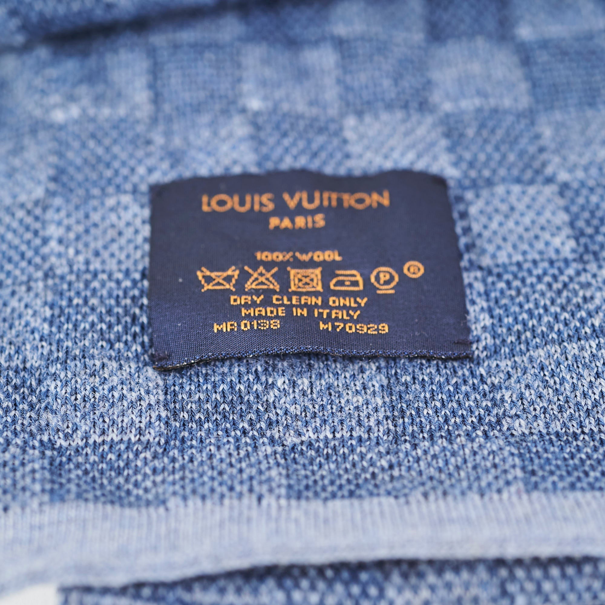 Louis Vuitton Blue Wool Scarf
