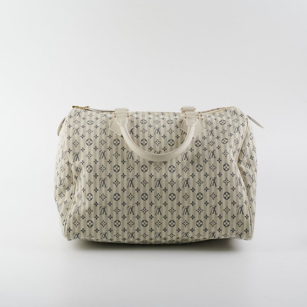 Louis Vuitton Speedy 30 White Denim Monogram Bag