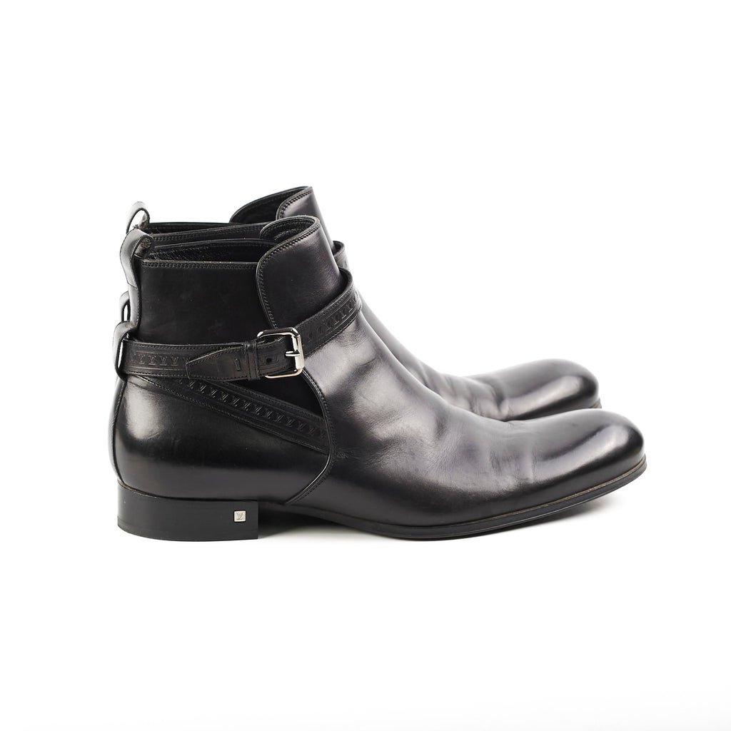 Louis Vuitton Mens Black Leather Boots Size 11