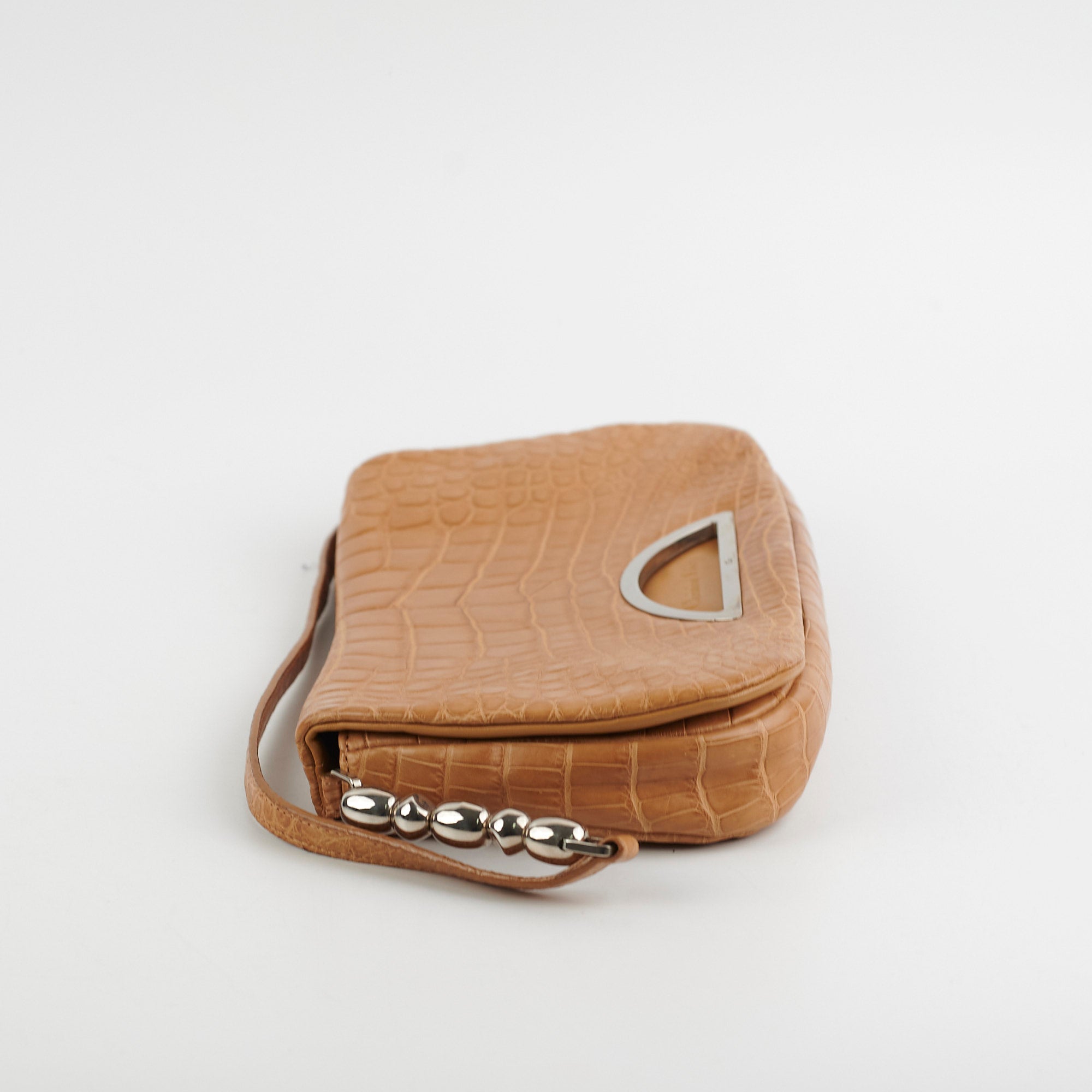 Dior Malice Croc Embossed Tan Shoulder Bag
