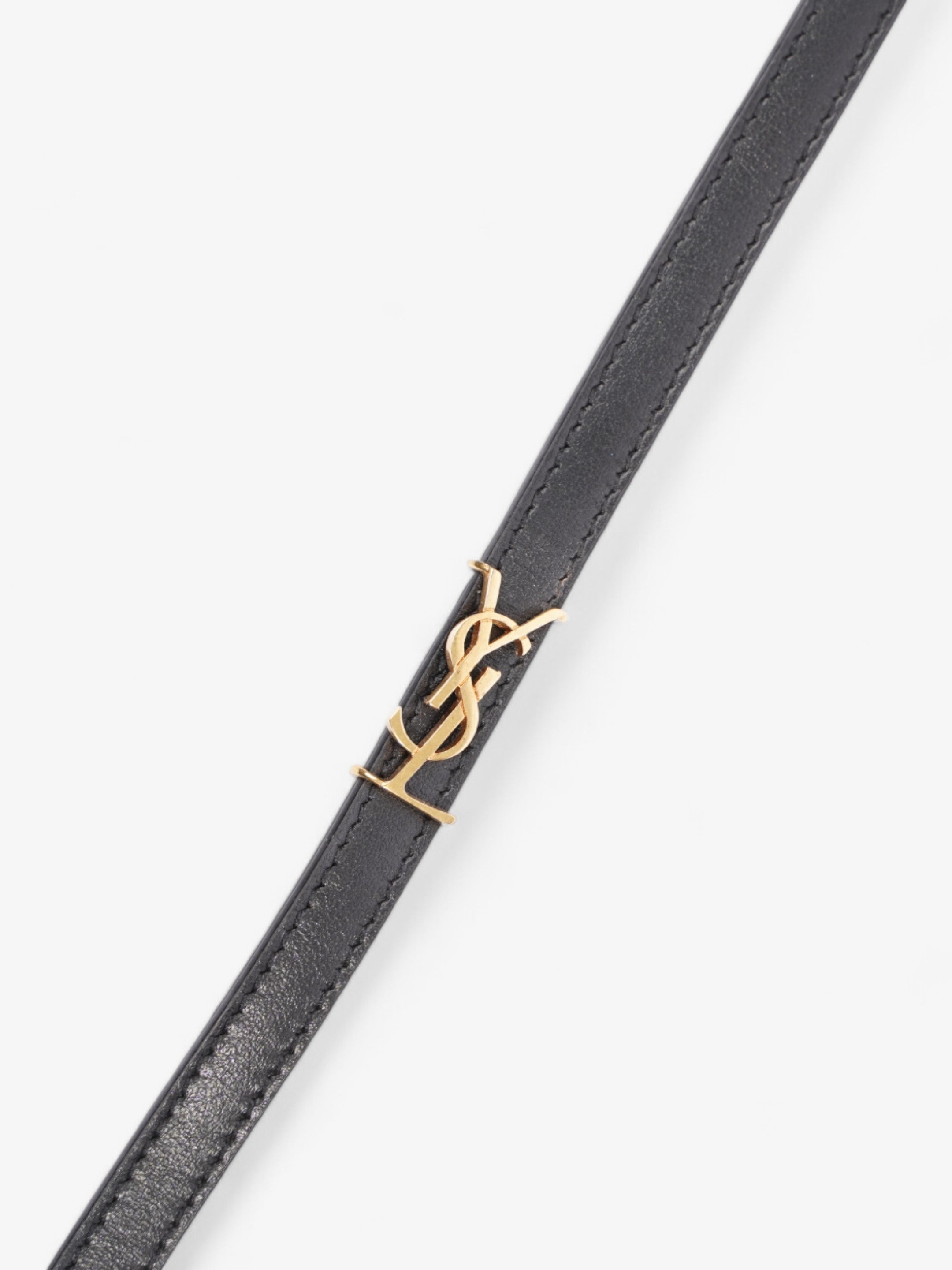 Saint Laurent Cassandre Double Wrap Bracelet Black / Gold Calfskin Leather