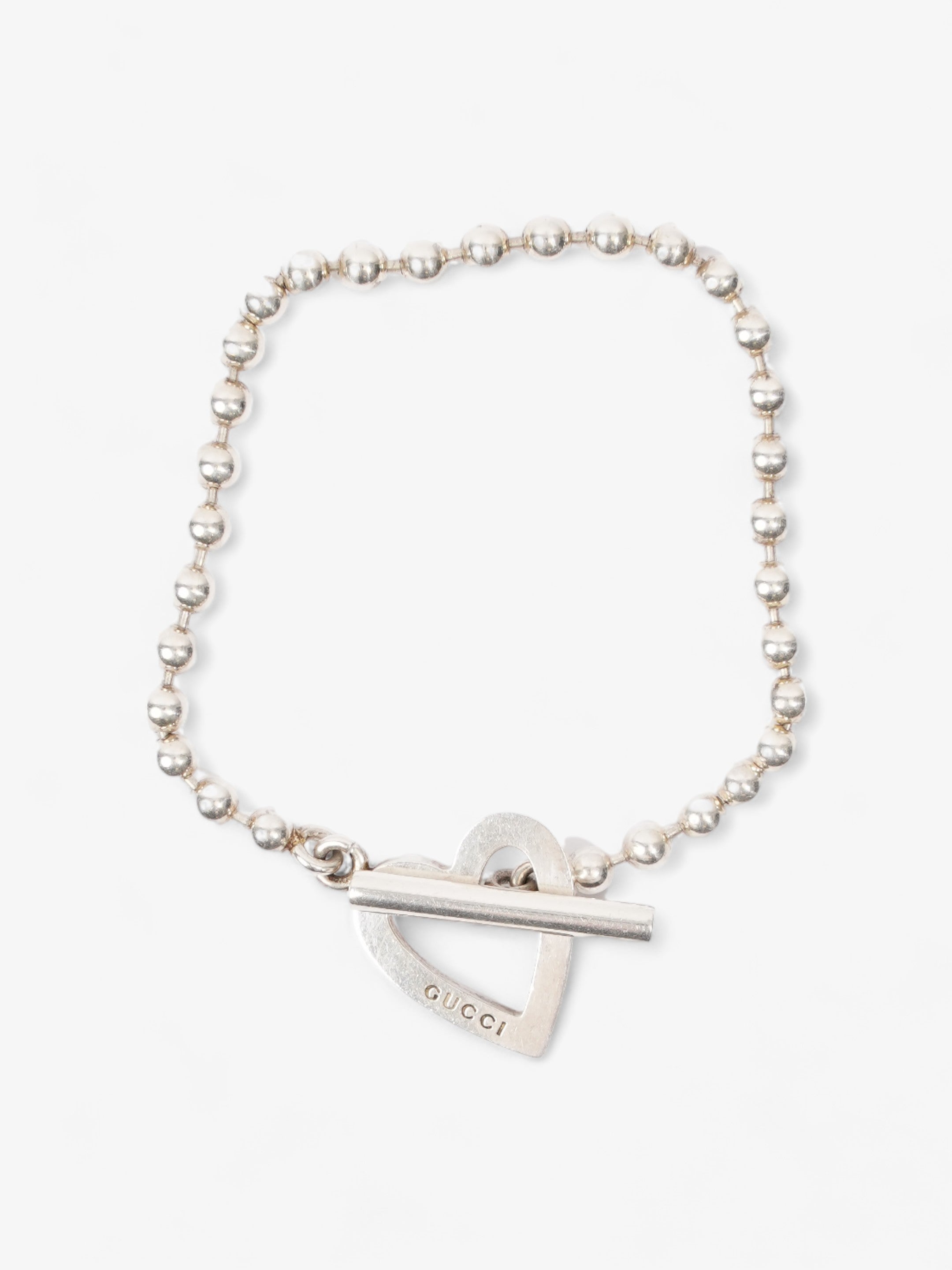 Gucci Heart Toggle Bracelet Silver Silver Sterling 17