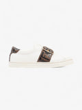 Fendi FF Logo Buckled Low Top Sneakers White / Zucca Leather EU 38 UK 5