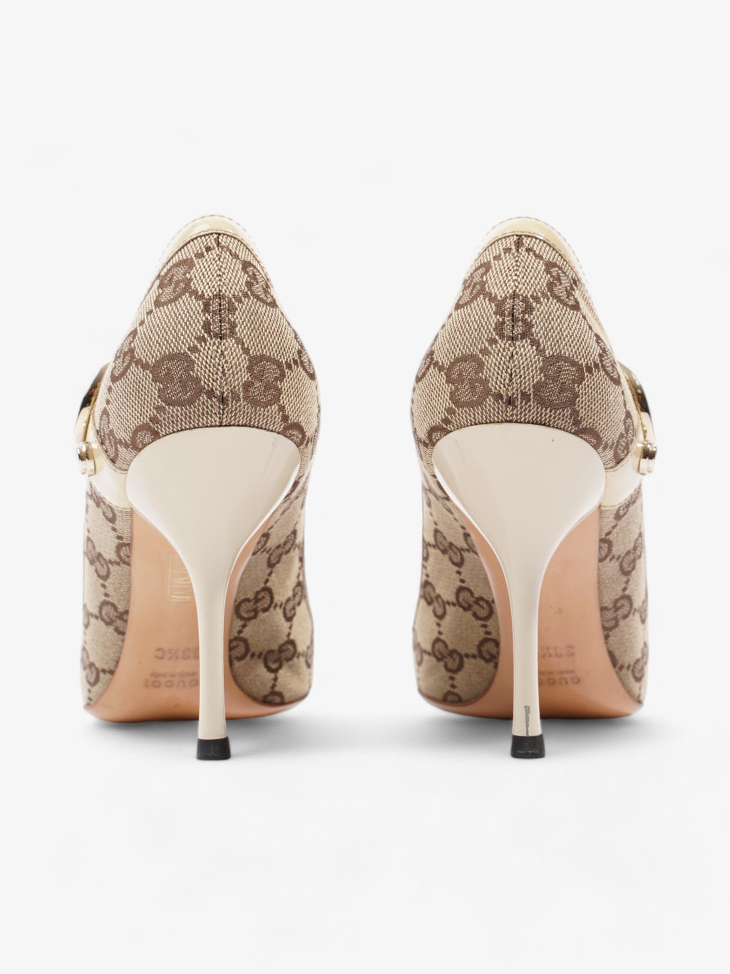 Gucci D-Ring Heels 80mm Beige Canvas EU 38 UK 5
