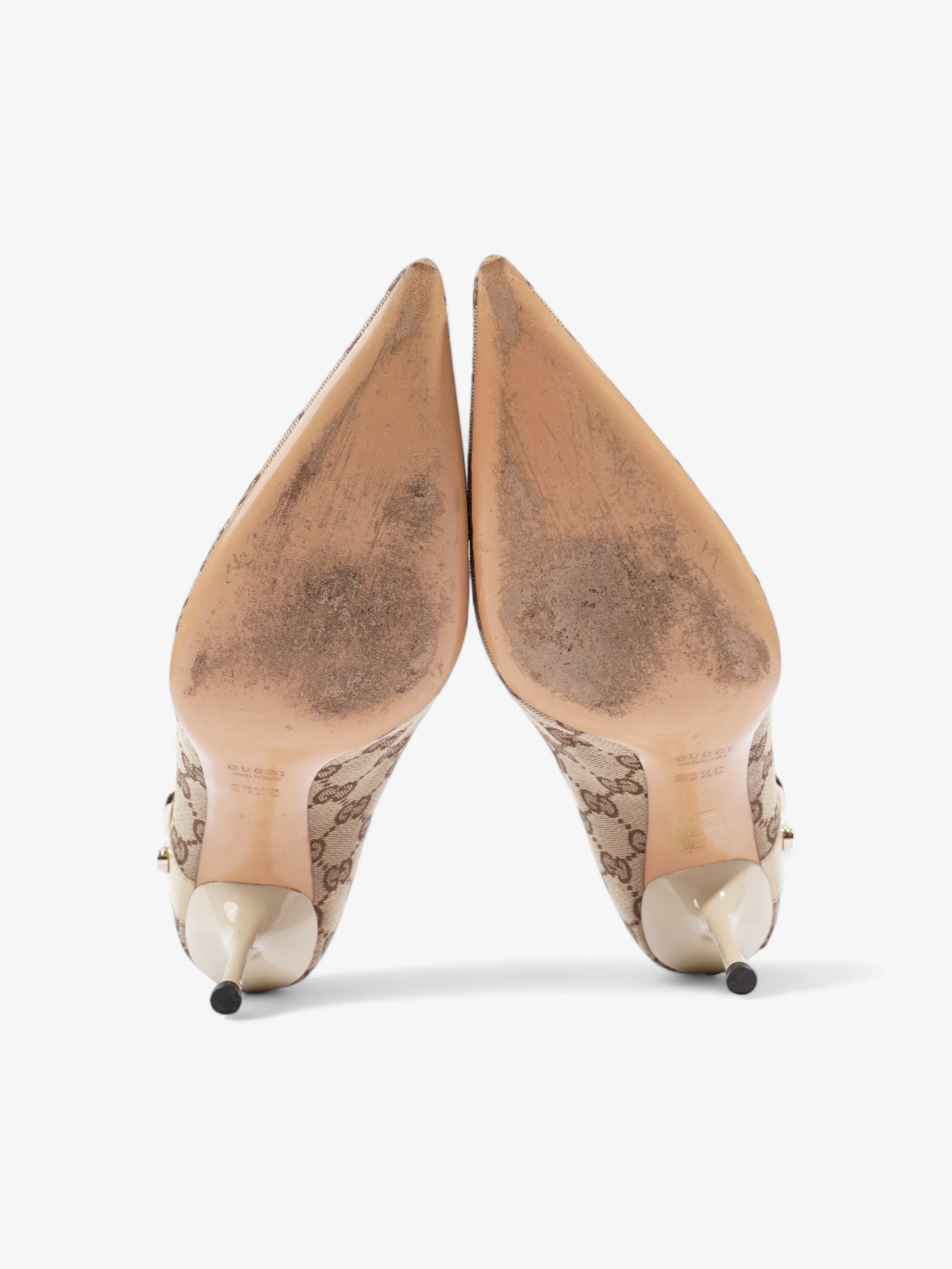 Gucci D-Ring Heels 80mm Beige Canvas EU 38 UK 5