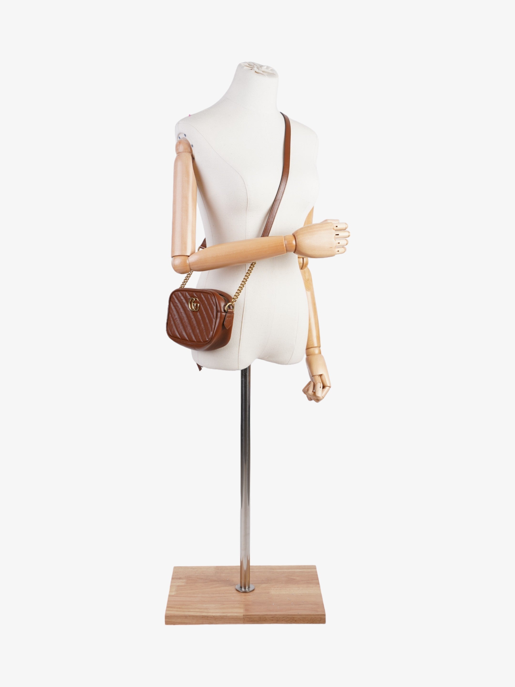 Gucci GG Marmont Brown Matelasse Leather Mini