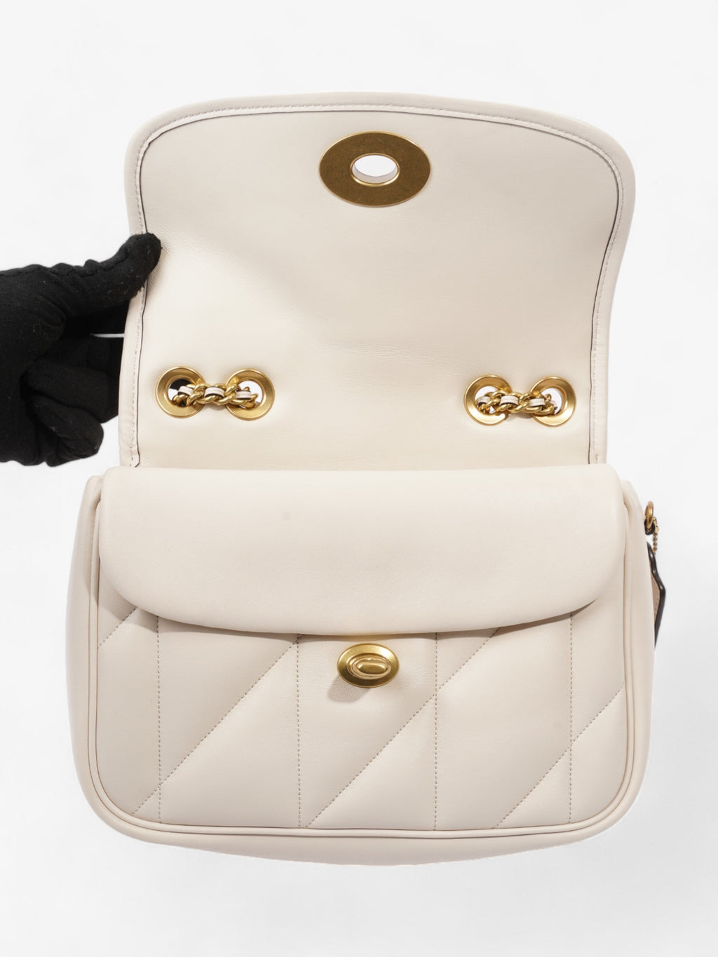 Coach Pillow Madison Cream Calfskin Leather