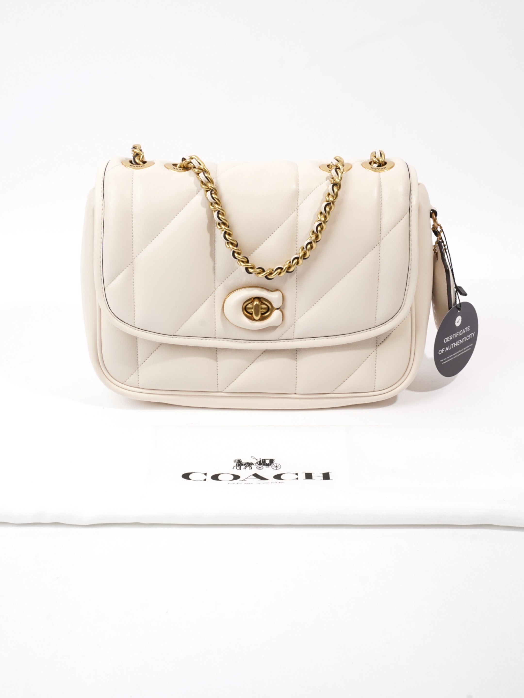 Coach Pillow Madison Cream Calfskin Leather