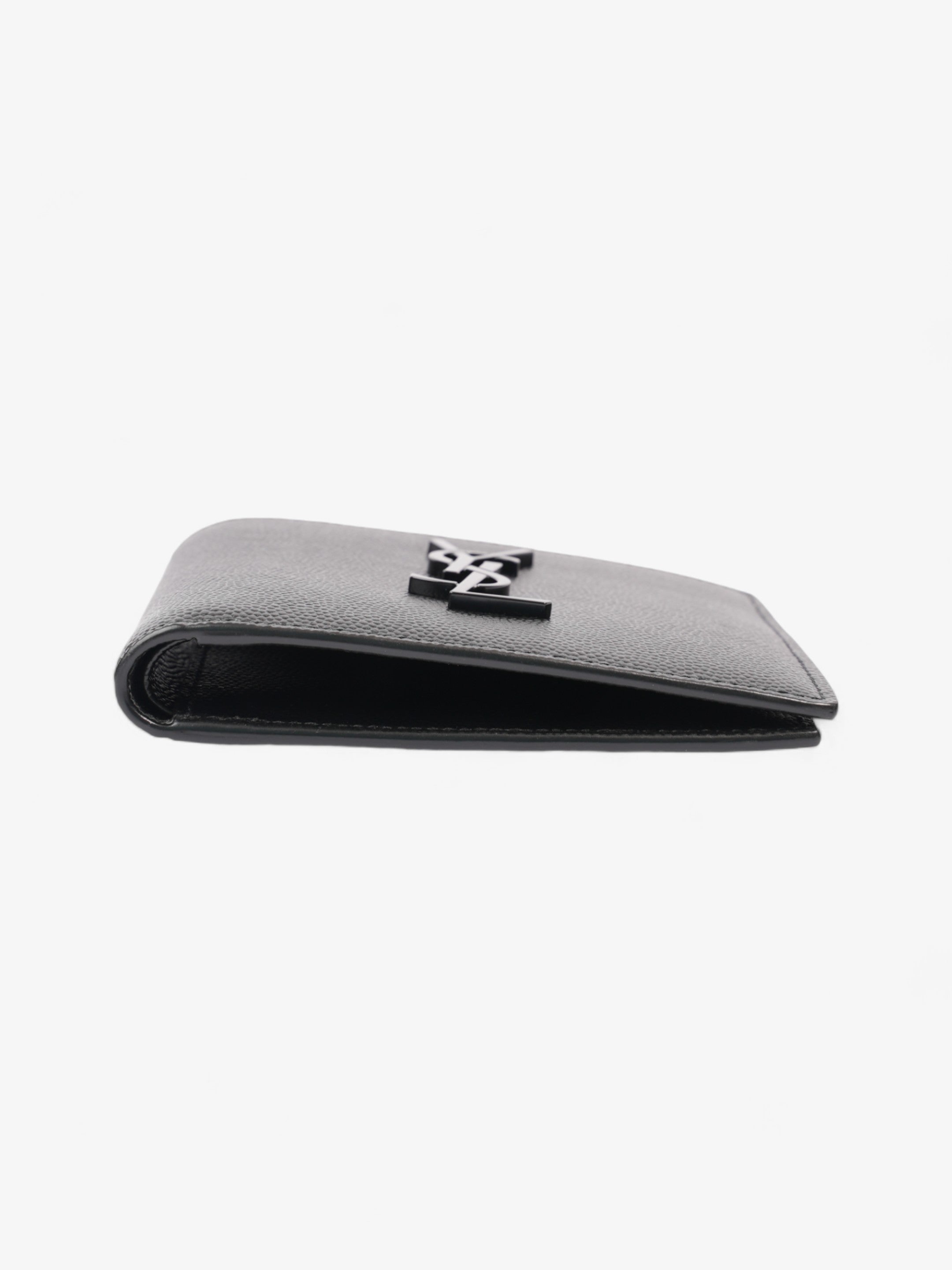 Saint Laurent Cassandre Logo Wallet Black Leather
