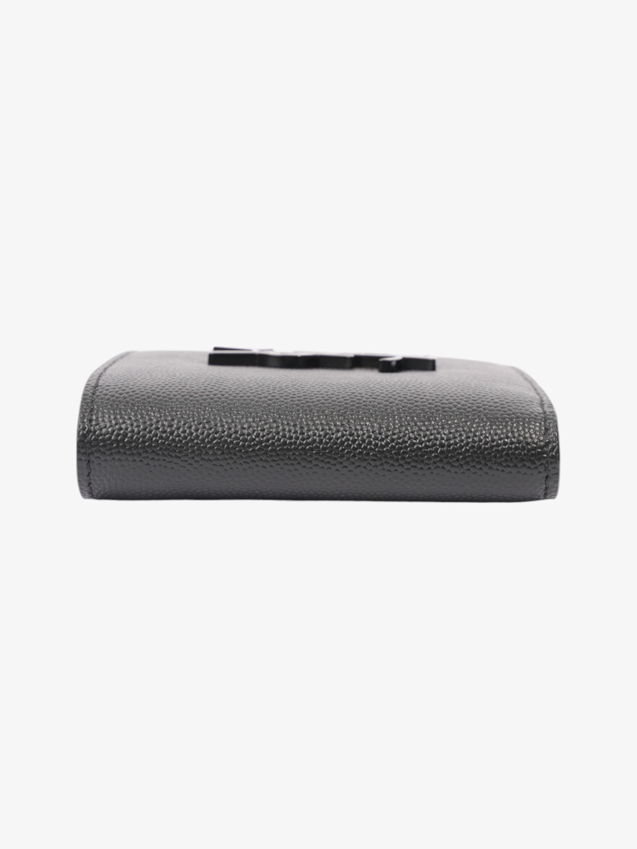 Saint Laurent Cassandre Logo Wallet Black Leather