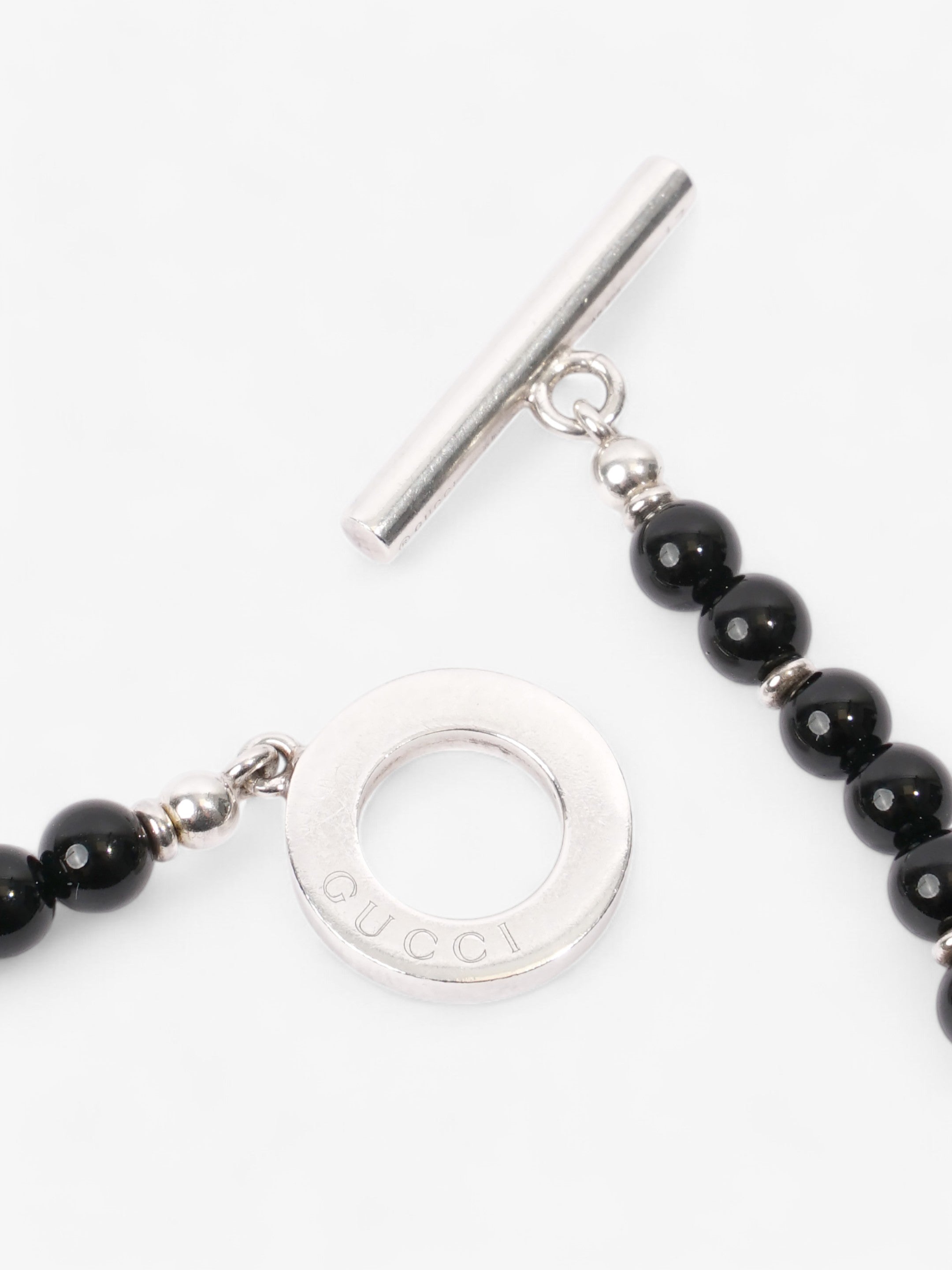 Gucci Beaded Bracelet Black / Silver Silver Sterling