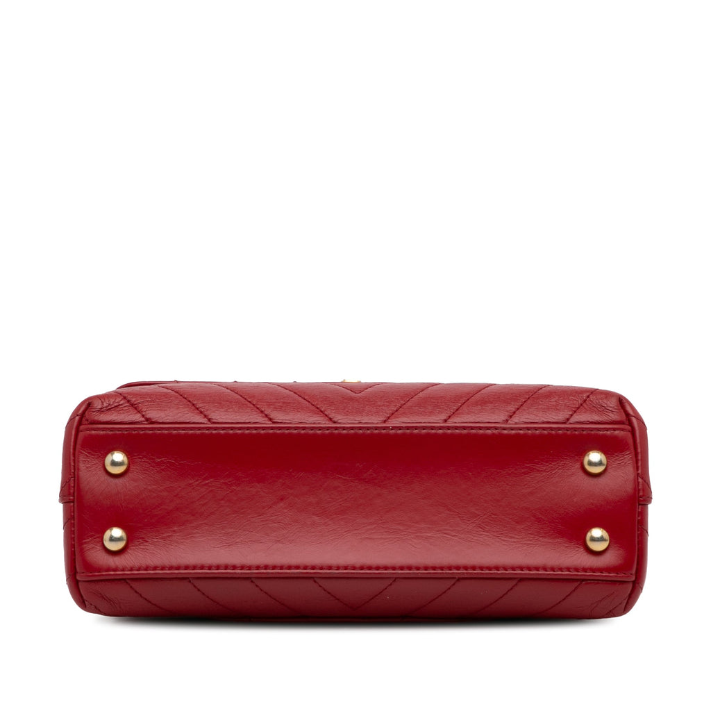 Chanel Small Lambskin Chevron Coco Top Handle Bag
