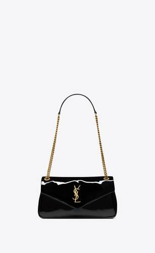 Saint Laurent Women Calypso Patent Leather Shoulder Bag