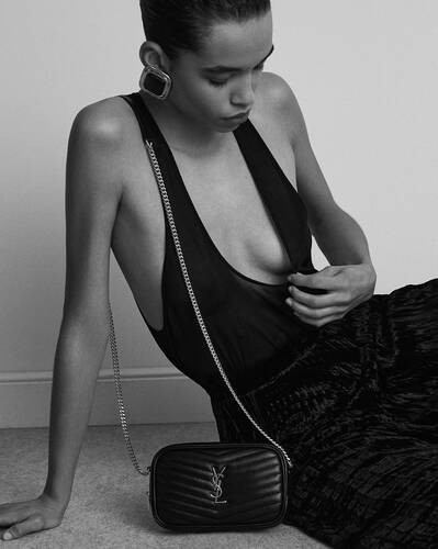 Saint Laurent Women Mini Lou Leather Shoulder Bag W/ Chain