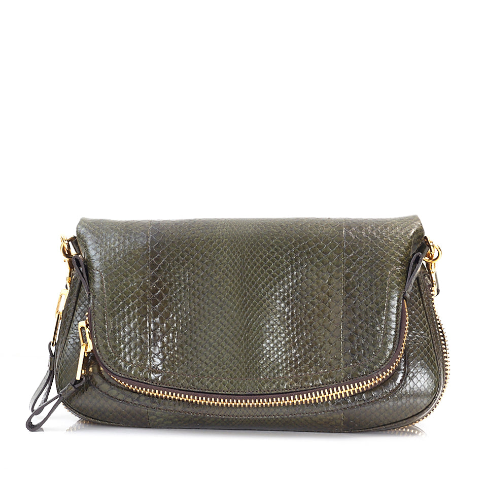 Jennifer Green Snakeskin Flap Bag