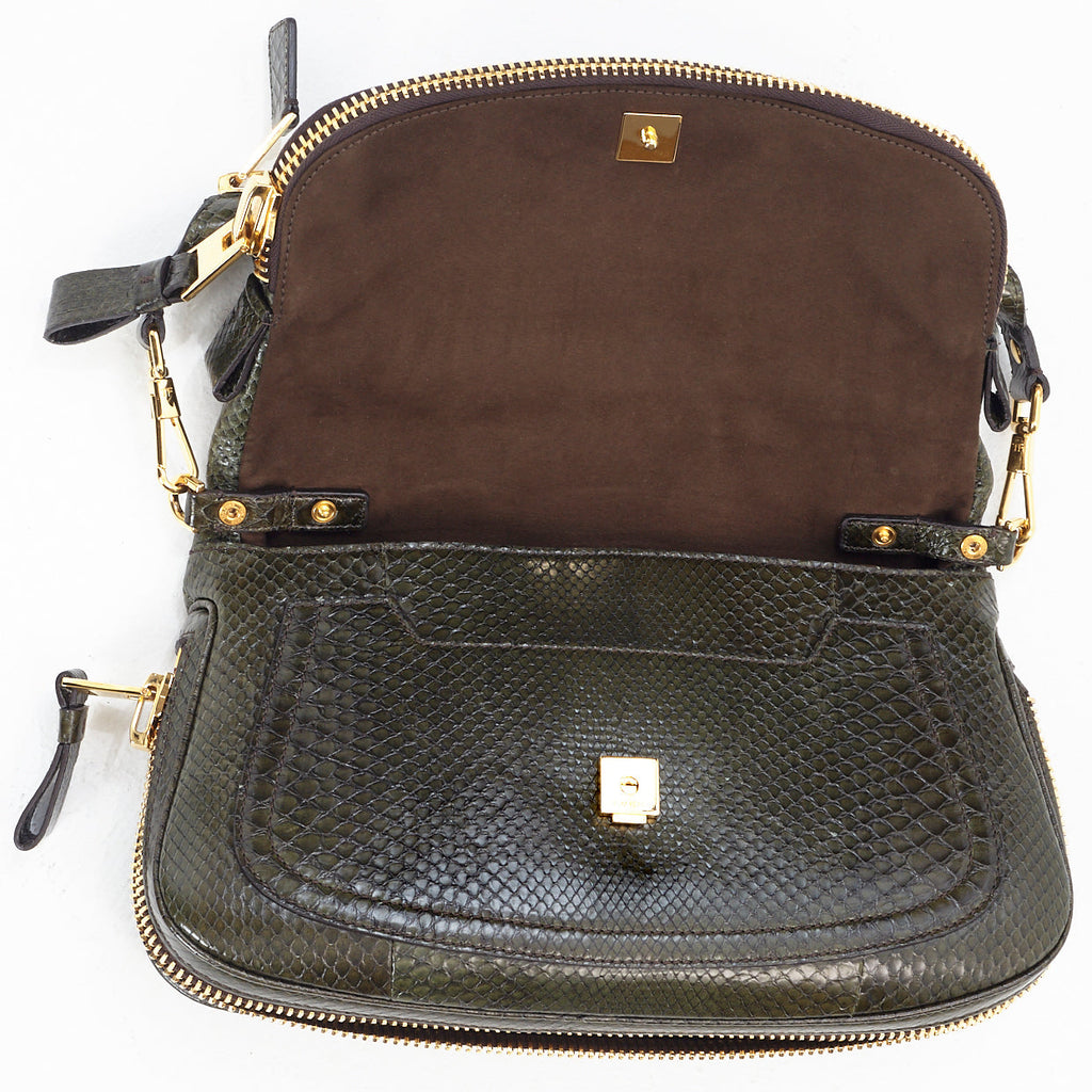 Jennifer Green Snakeskin Flap Bag