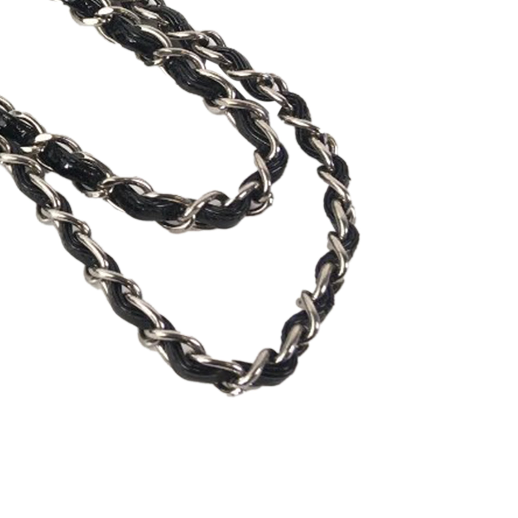 Chanel Classic Double Flap Jumbo Black Patent Leather Silver