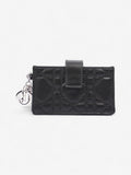 Christian Dior Lady Dior Jasmine Card Holder Black / Silver Lambskin Leather