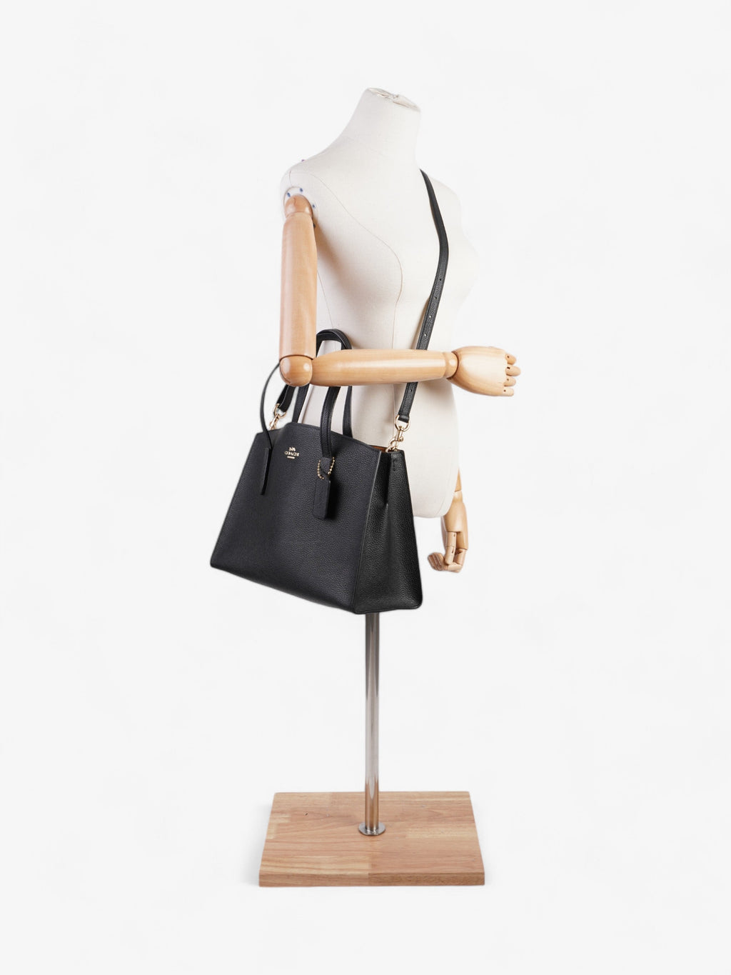 Coach Charlie Carryall Black Grained Leather 28