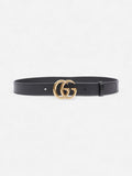 Gucci GG Marmont Thin Belt Black / Gold Leather 80cm / 32"