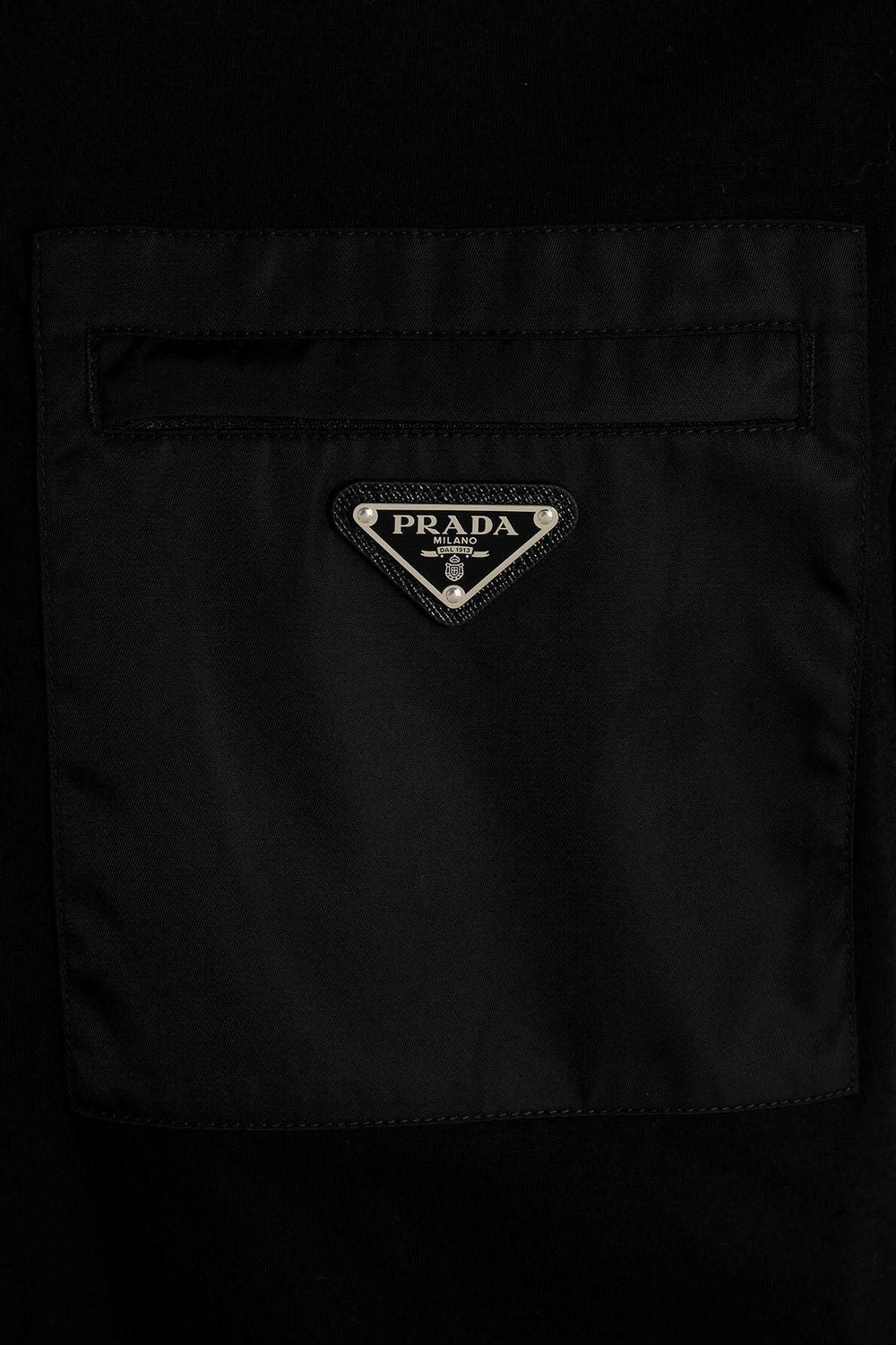 PRADA Cotton and Re-Nylon Crewneck T-Shirt with Zip Chest Pocket - Men’s