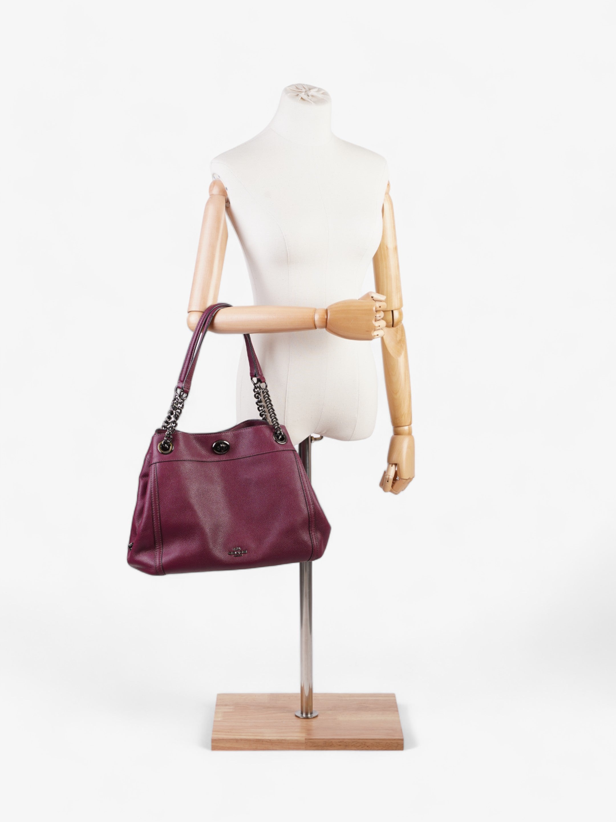 Coach Edie Turnlock Burgundy Leather