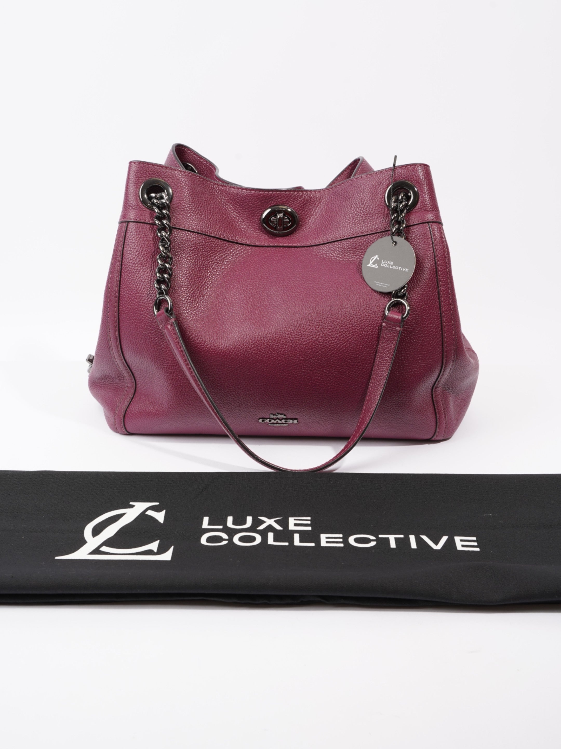 Coach Edie Turnlock Burgundy Leather