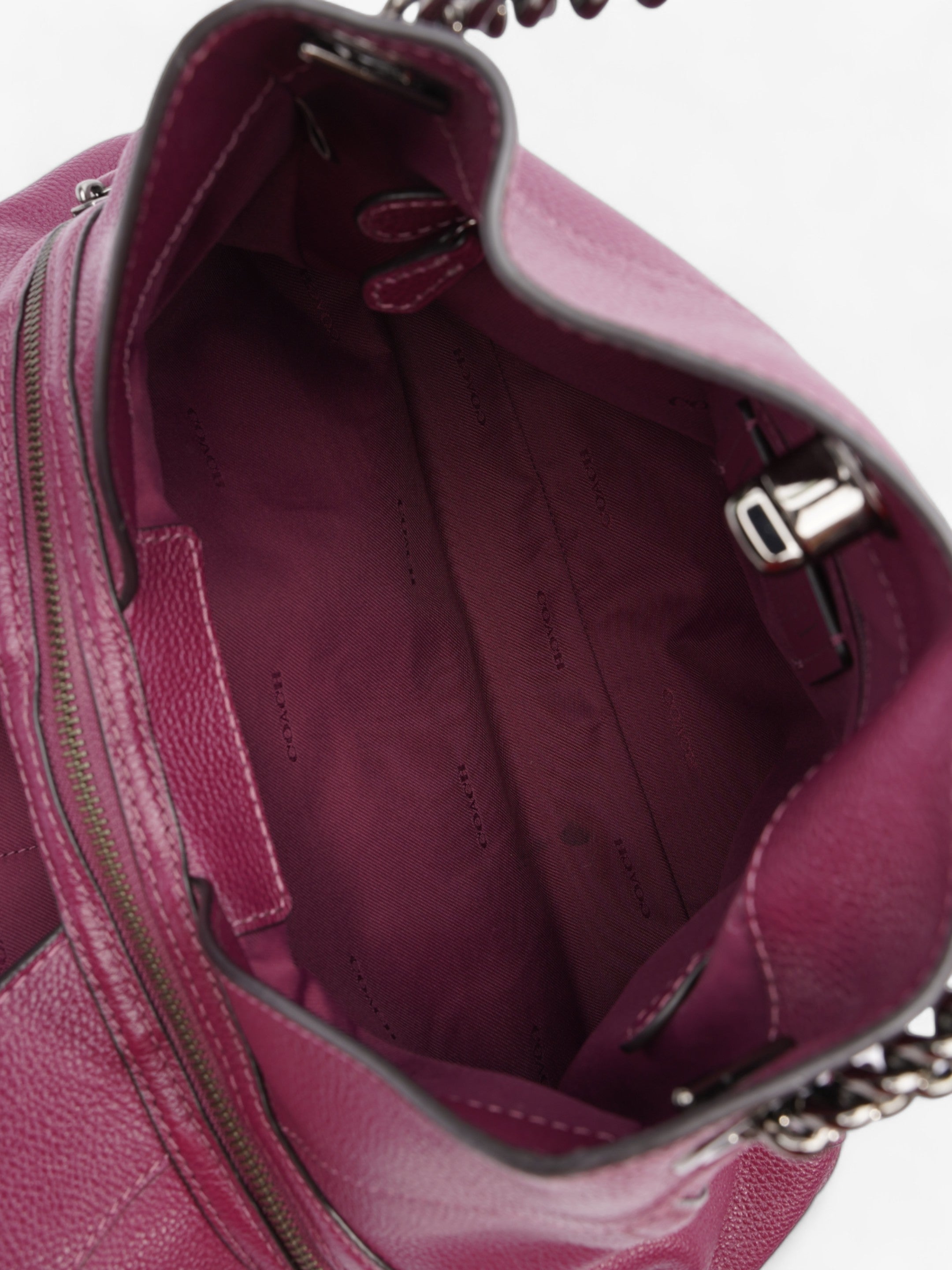 Coach Edie Turnlock Burgundy Leather