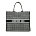 Black Dior Large Houndstooth Embroidered Book Tote