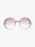 Fendi Round Crystal Sunglasses Gradient Pink Acetate 135mm