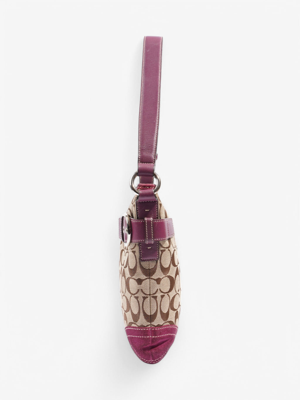 Coach Signature Shoulder Bag Beige / Purple Canvas