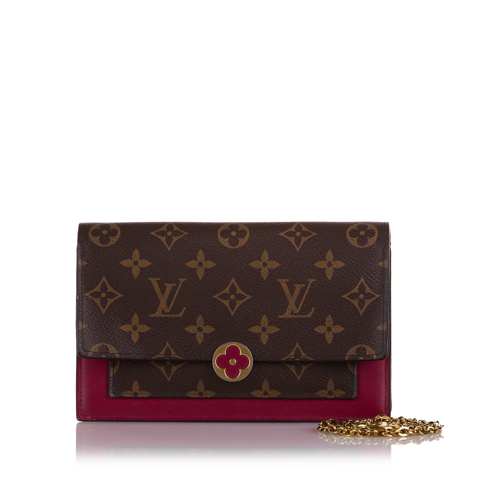 Brown Louis Vuitton Monogram Flore Wallet On Chain