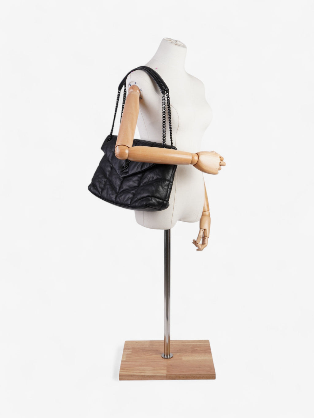 Saint Laurent Lou Lou Puffer Black Nappa Leather Large