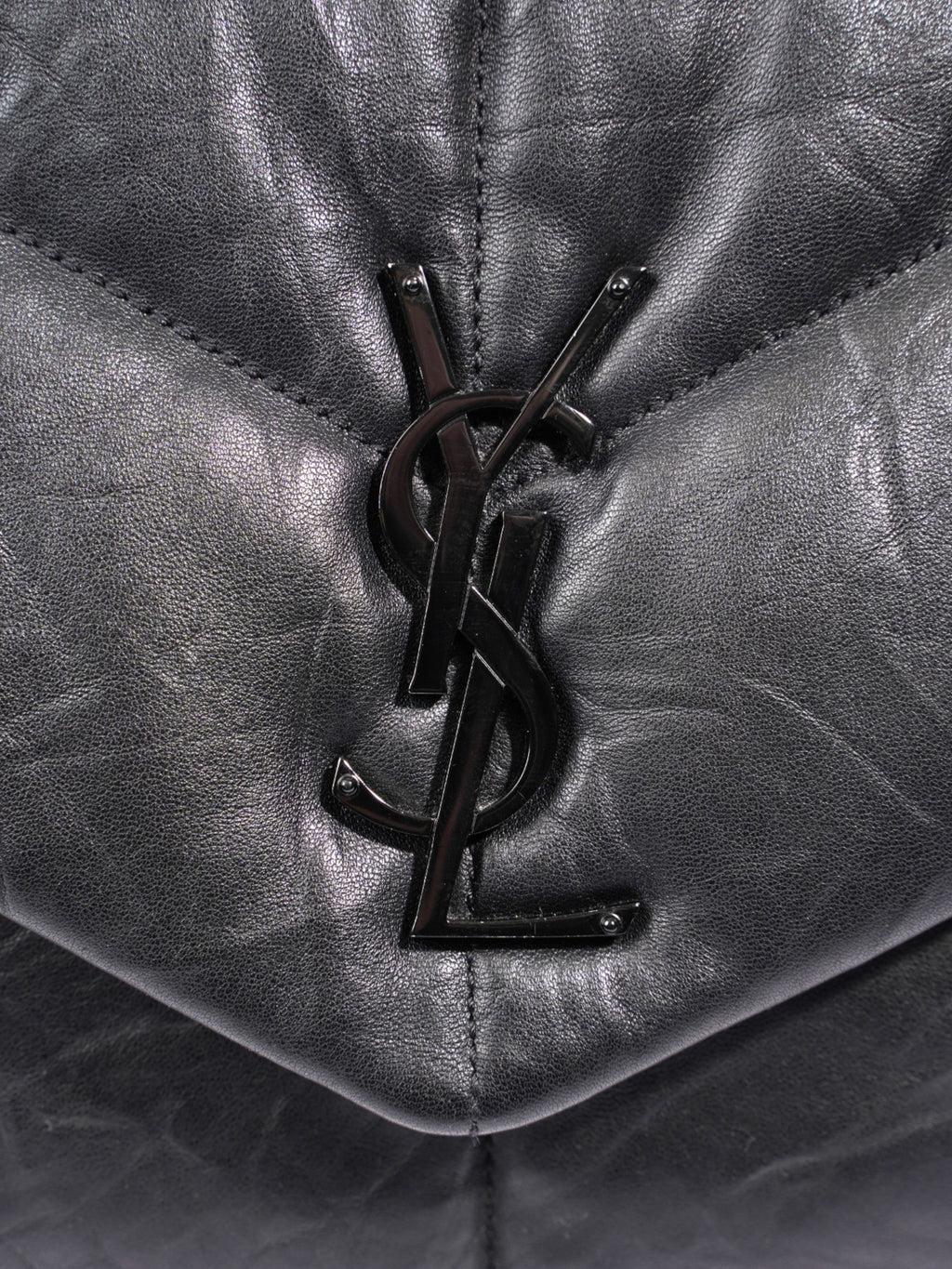 Saint Laurent Lou Lou Puffer Black Nappa Leather Large