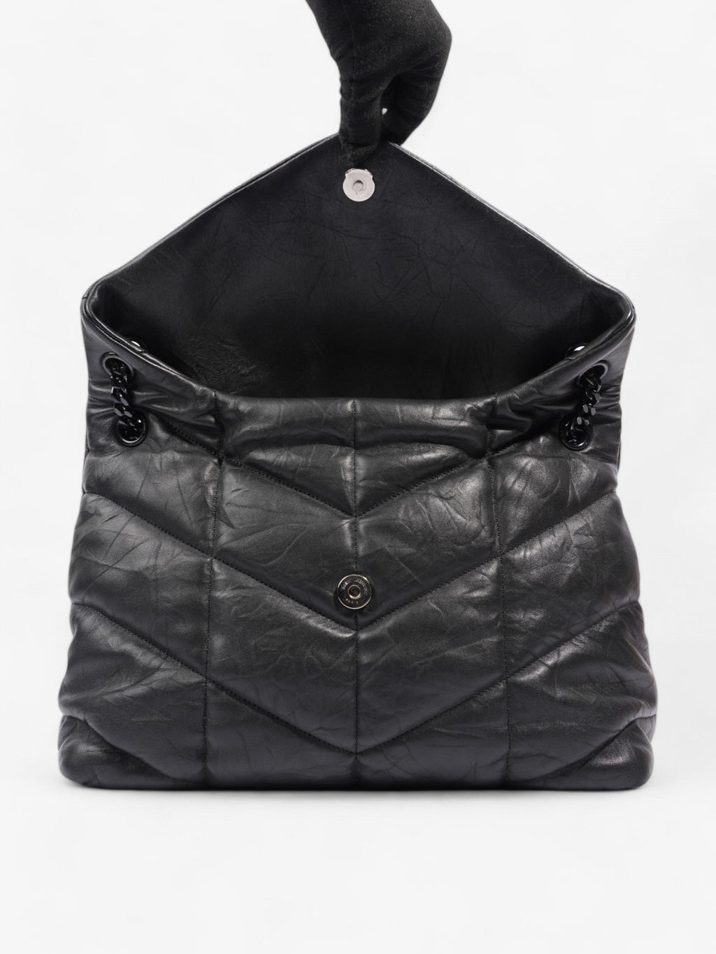 Saint Laurent Lou Lou Puffer Black Nappa Leather Large