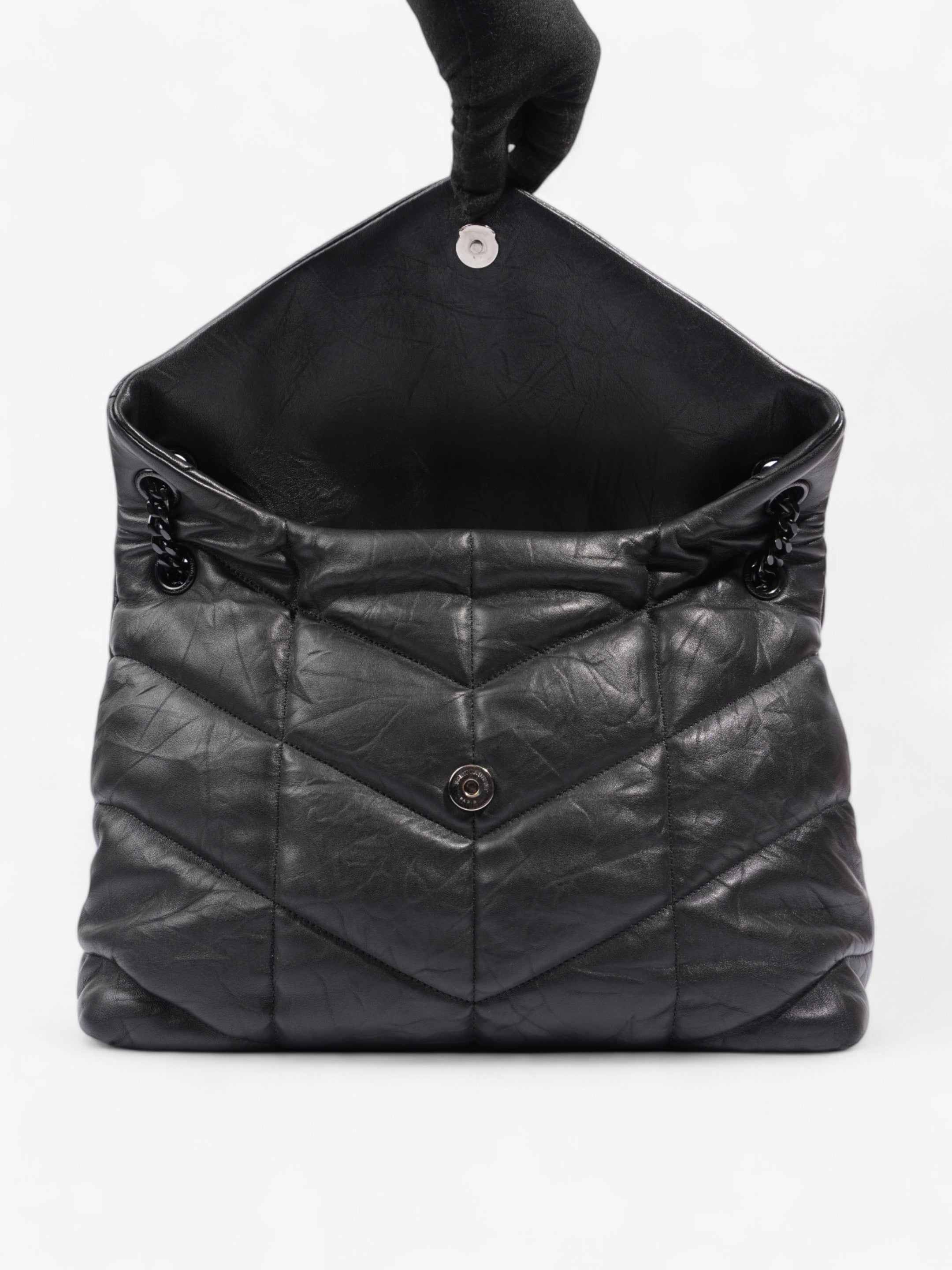 Saint Laurent Lou Lou Puffer Black Nappa Leather Large