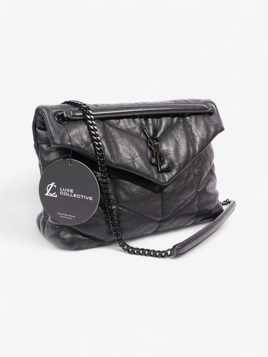 Saint Laurent Lou Lou Puffer Black Nappa Leather Large