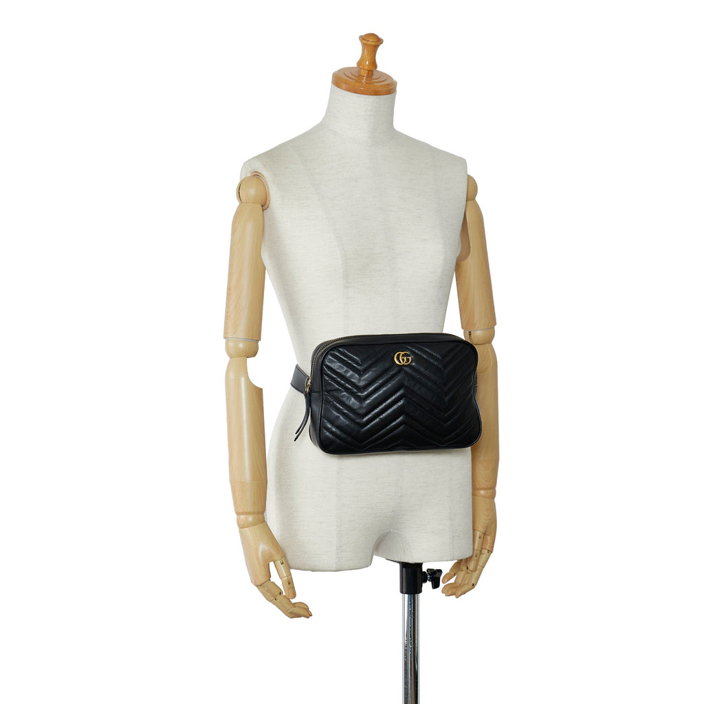 Gucci GG Marmont Square Belt Bag Black MatelassÃƒÆ’Ã‚Â©