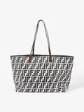 Fendi FF Roll Tote White / Black Canvas