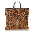Brown Loewe Pony Hair Leopard Print Tote Bag