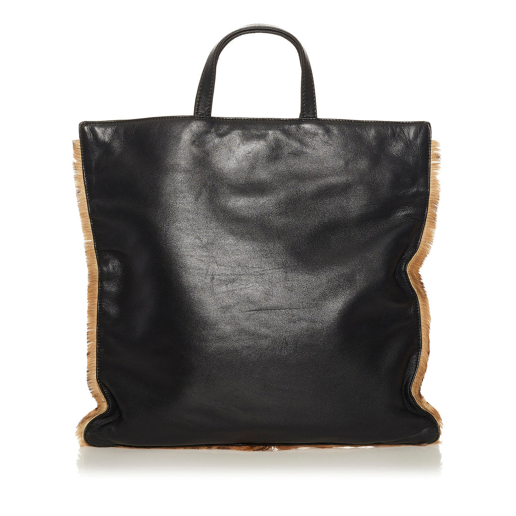 Brown Loewe Pony Hair Leopard Print Tote Bag