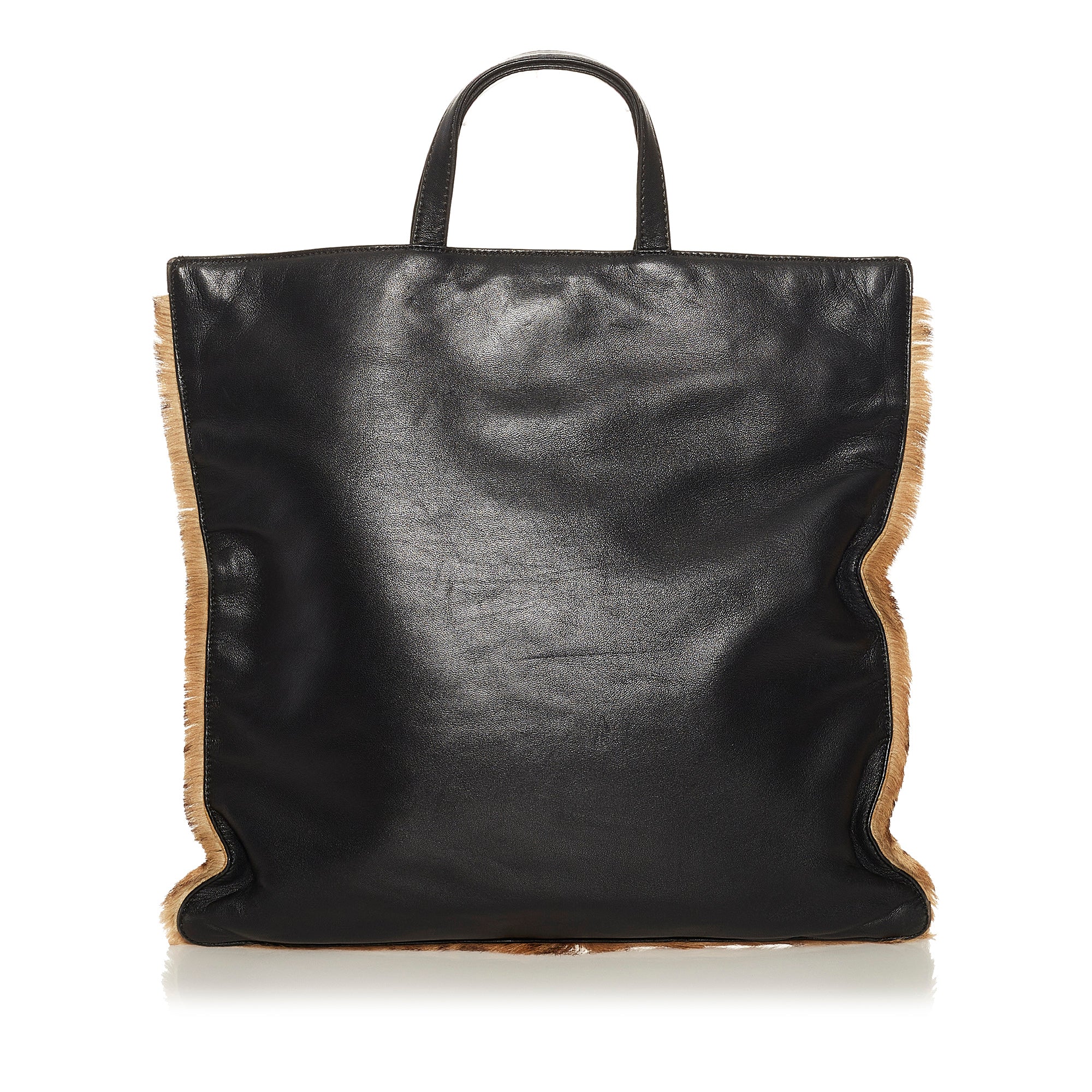 Brown Loewe Pony Hair Leopard Print Tote Bag