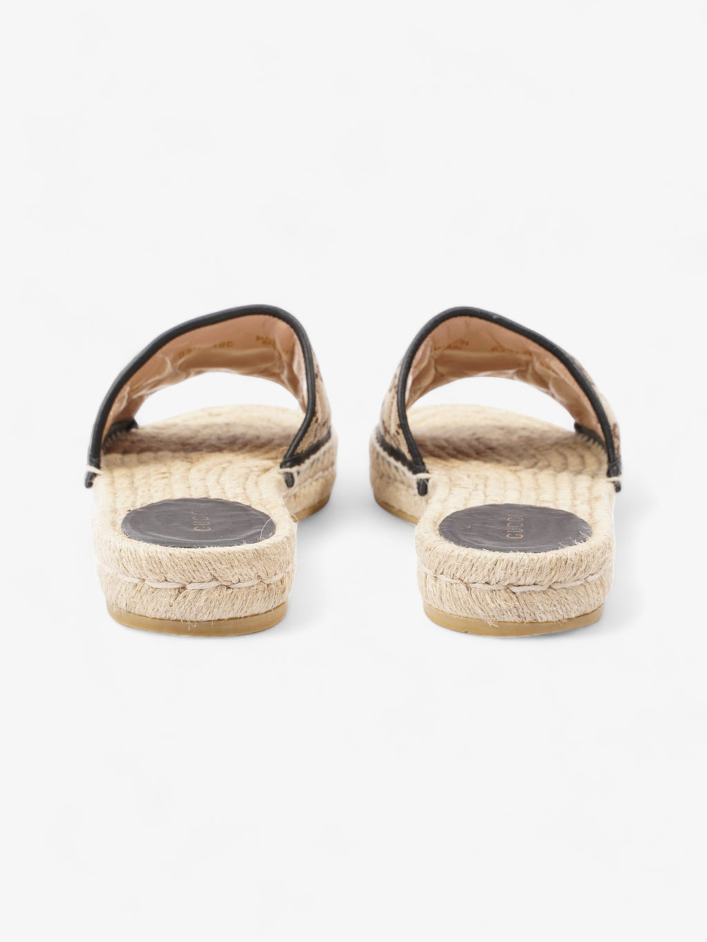 Gucci GG MATELASS脡 CANVAS ESPADRILLE SANDAL Beige Monogram / Black Canvas EU 38.5 UK 5.5