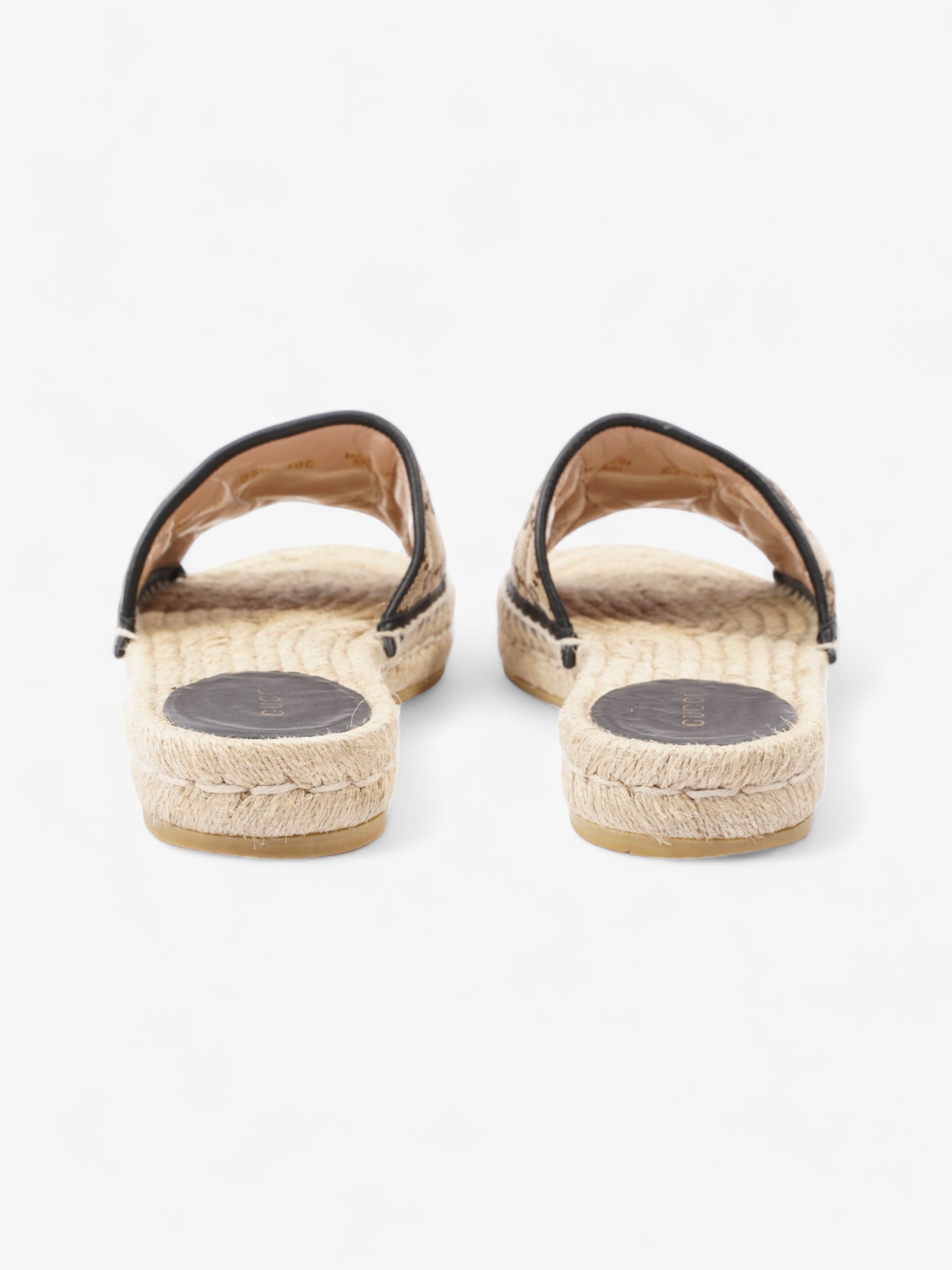Gucci GG MATELASS脡 CANVAS ESPADRILLE SANDAL Beige Monogram / Black Canvas EU 38.5 UK 5.5