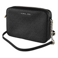 MICHAEL KORS Black MK Signature Logo East West Jet Set Saffiano Leather Crossbody Bag NWOT