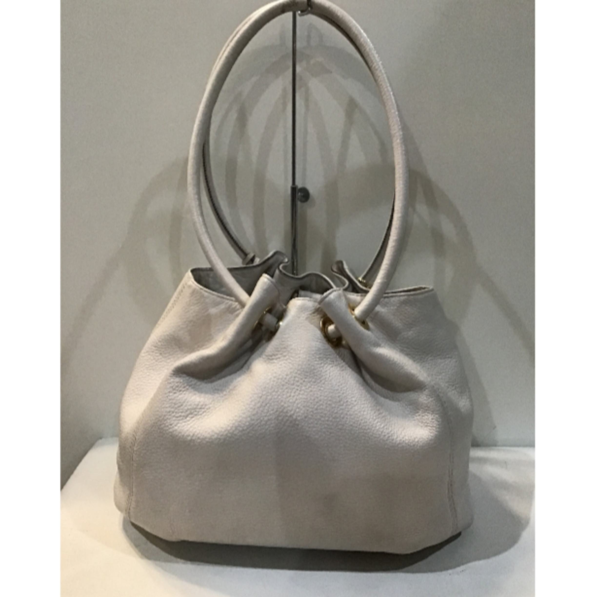 MICHAEL KORS Optic White Medium East West Ring Leather Tote
