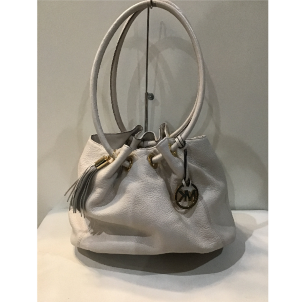 MICHAEL KORS Optic White Medium East West Ring Leather Tote