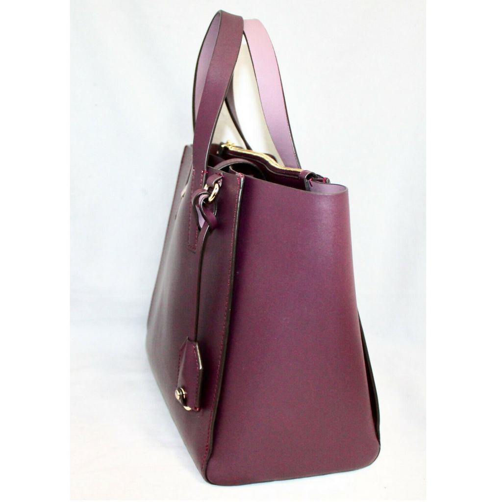 KATE SPADE NEW YORK Deep Purple Plum Putnam Drive Small Nelle Leather Tote Bag and Deep Plum Purple Braylon Putnam Drive Wallet